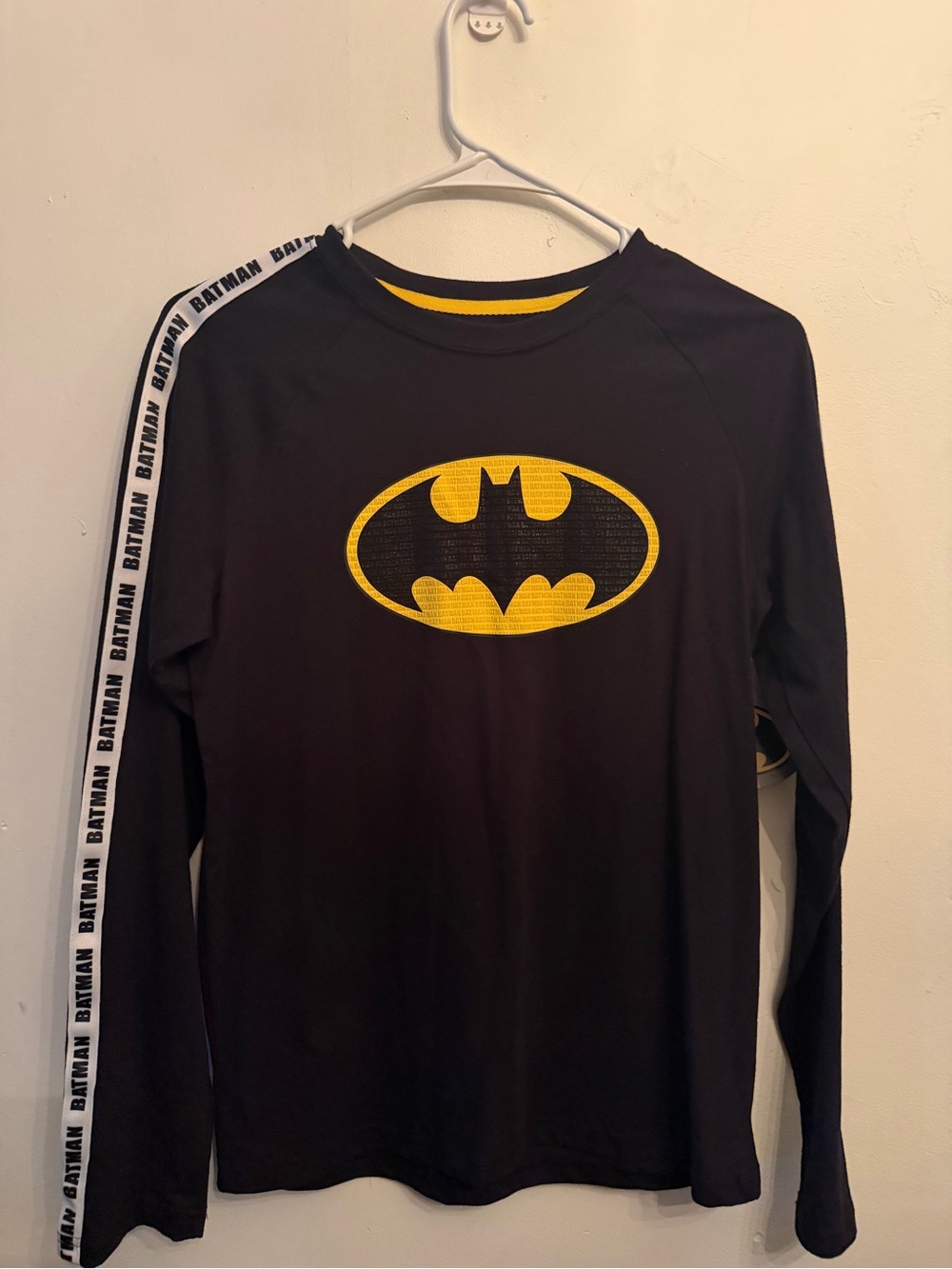 Batman Black Long Sleeve Tee with Yellow Logo